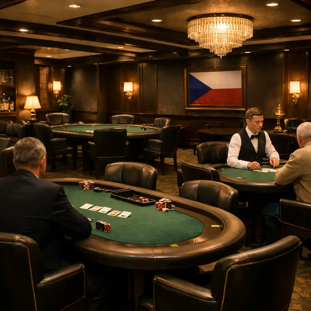 Interiér pokerové herny v České republice